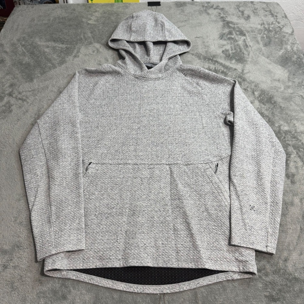Lululemon Mens Engineered Warmth Hoodie Grey Textured Knit Pullover Size S
